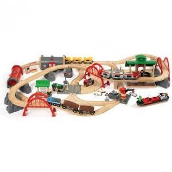 BRIO World Deluxe Railway and Road Set 33052 - Recommended for Children Ages 3+