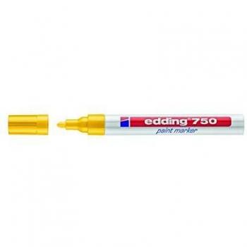 edding 750 marcador de tinta opaca, amarillo, 10 rotuladores, punta redonda 2-4 mm, para metal, vidrio, piedras o plástico, resistente al calor, permanente, no mancha, impermeable