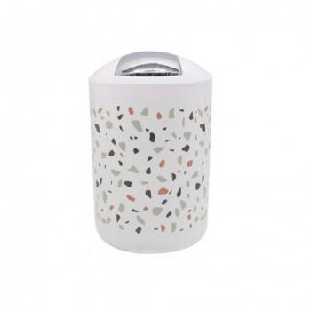 Papelera de Baño Multicolor Graniglia Blanca 19.5x30.5 Cm