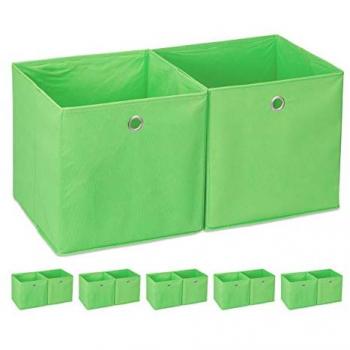 Cajas de Almacenaje Textiles Cuadradas Verde - 12 Unidades, 30 x 30 x 30 cm, Cubos para Estanterías