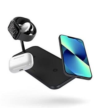 Zens Qi- y Mfi-Certificado Cargador Inalámbrico Triple de Aluminio Para dos Dispositivos + Apple Watch, Fast Charging Para Apple Iphone Se 2020/11/11 Pro/11 Pro Max/Xs/Xs Max/Xr/X/8/8 Plus