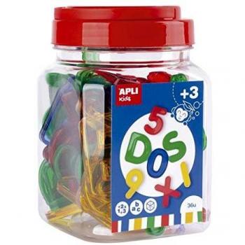 Apli Pack de 36 Letras y Números Transparentes - Tamaño 50 mm - Colores Surtidos