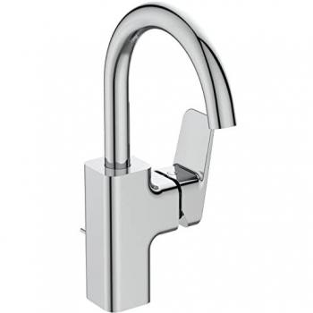 Mezclador de lavabo en latón cromado Ideal Standard Ceraplan con alto y giratorio, incluye kit de desagüe metálico