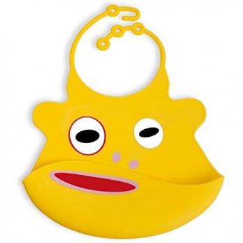 Neon Kids 1600088 - Babero de silicona con recogemigas, color amarillo