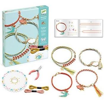 Set creativo Djeco Celeste de pulseras trenzadas, con hilos y accesorios