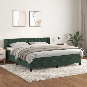 Cama box spring suave con colchón de terciopelo verde oscuro 180x200 cm