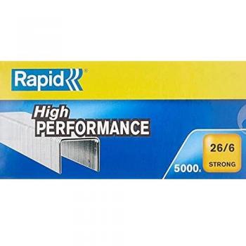 Grapas Rapid Strong 26/6, Zincadas, Paquete de 5000 unidades, Capacidad para 30 hojas