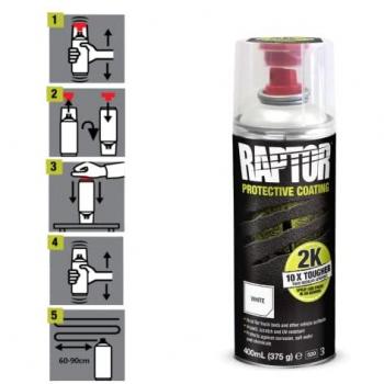 Pintura Raptor 2K para Cama de Camioneta - Spray Blanco 400 ML, Acabado Estructurado y Protector