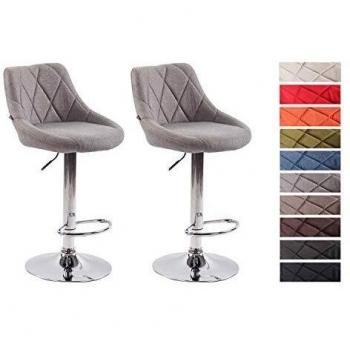 Set de 2 Taburetes Lazio Tapizados en Tela Gris, Altura Regulable y Giratorios