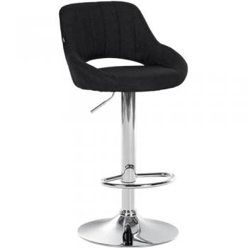 Taburete de Bar Milet Giratorio y Ajustable en Altura con Tela Negra y Base Cromada