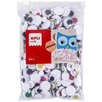 Ojos móviles adhesivos Apli - Medidas surtidas - Bolsa 600 ud