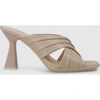 Lodi - Sandalias de tacón de mujer en piel geométrico color nude