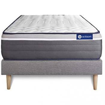 Kit Somier y Colchón de Espuma Viscoelástica 120x190 cm - Gris, Confort 7 Zonas