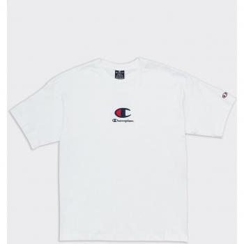 Camiseta de algodón blanca Champion con logo centrado para hombre