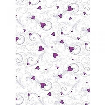 4 hojas A4 Craft Creations decorativo impreso Creative Card - morado Romance corazones y Scrolls - Matt 240gsm 300mic cartulina impresa - delante con blancos llanos a