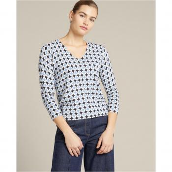 Suéter estampado de mujer con escote en V y mangas 3/4