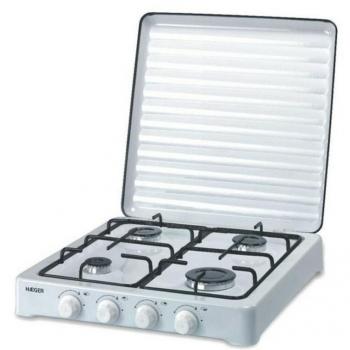 Hornillo de Gas Haeger GC-04E.002A Quad Fire, 4 Quemadores, Cuero Esmaltado, Tapa en Esmalte