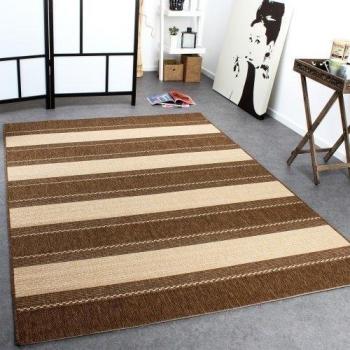 Alfombra Moderna Tejido Liso Tiras Aspecto Sisal Diseñador Alfombra Beige Crema, Grösse:60x110 cm