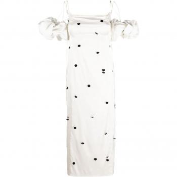 Jacquemus Women's La Robe Chouchou Long Dress in White, Size 36, with detachable sleeves