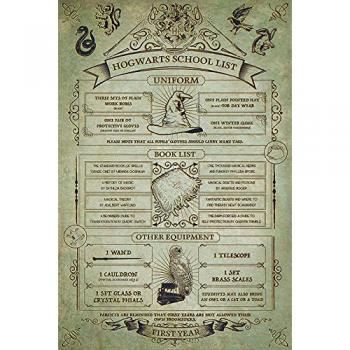 Pyramid International PP34102 Hogwarts School List Harry Potter Maxi póster, plástico/cristal, multicolor, 61 x 91,5 x 1,3 cm
