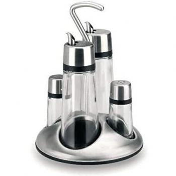 Lacor - 62464 - Vinagrera Redonda Luxe 4 Piezas Con Soporte