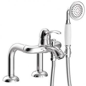 Monomando bañera de repisa Tres-Clasic con cucha de mano anticalcárea y flexo doble engatillado, maneta, 29 x 22 x 23,5 centímetros, color cromo