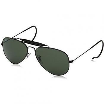 RAYBAN Men's 0RB3030 L9500 58 Sunglasses, Black/Crystal Green