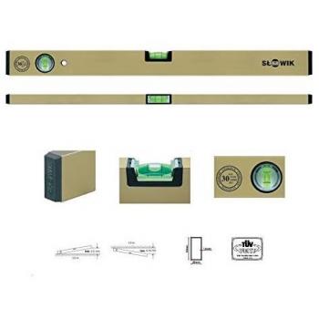 Báscula de agua de aluminio anodizado, longitud: 200 cm/2 m, tolerancia de medición: 0,5 mm/m, Pa 11 Z, aluminio burbuja