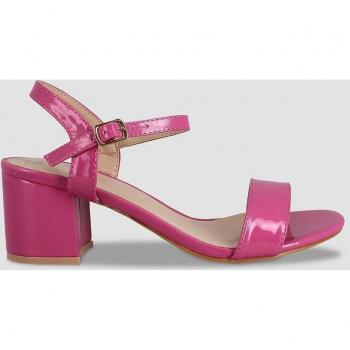 Sandalias de mujer con acabado de terciopelo en fucsia