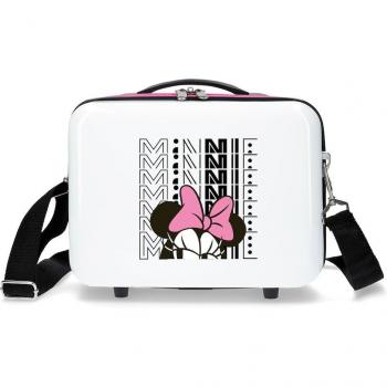 Neceser de Viaje Disney Minnie Pretty Bow Adaptable a Trolley para Mujer, Material ABS Rígido, Capacidad 9L, Color Blanco