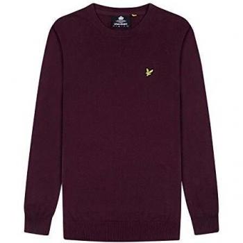 Lyle & Scott Men's Cotton Merino Burgundy Pull-over Jumper - Red - Size Large