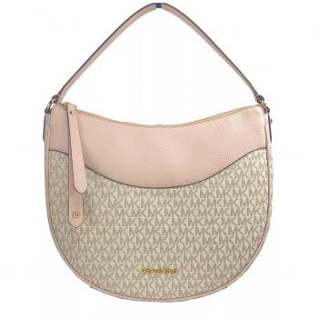 Michael Kors Large Dover Half Moon Crossbody Bag Purse Powder Blush Multi, Stylish Crossbody Bag with Card Slots, Beige female, Size: ONE SIZE