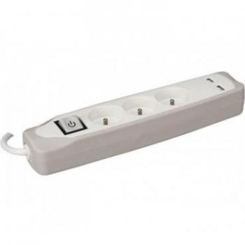 Base Múltiple Perel EB5CGUSB con 5 Tomas y 2 Puertos USB