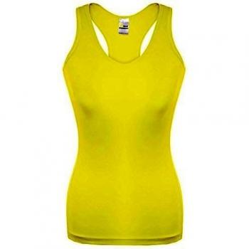 Mujer Tirantes sporttop espalda Basic de Top Unterhemd 34 - 36 - 38 - 40, todo el año, color amarillo, tamaño 40 [DE 38]
