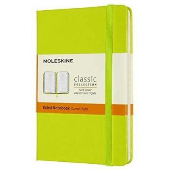 Moleskine - Cuaderno Clásico con Hojas de Rayas, Tapa Dura y Cierre con Goma Elástica, Tamaño de Bolsillo 9 x 14 cm, Color Verde Limón, 192 páginas