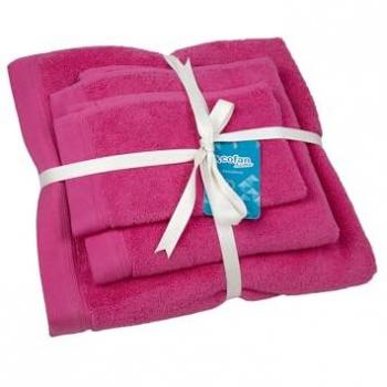 Juego de 3 Toallas Fucsias 580 g/m2 100% Algodón Gama Primavera