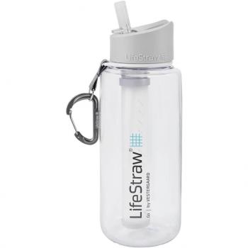 Botella Lifestraw Go 1L con Filtro de Agua, color blanco, capacidad de 1 litro, incluye filtro de agua que elimina bacterias y parásitos, diseño portátil y liviano ideal para actividades al aire libre