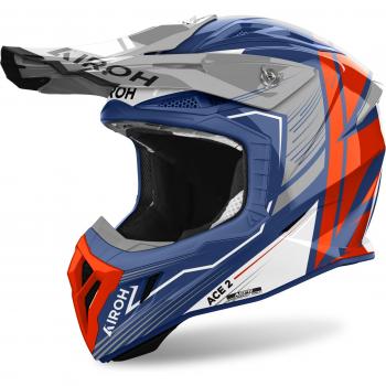 Airoh Aviator Ace 2 Casco de Cross Motocross Azul Naranja Mate