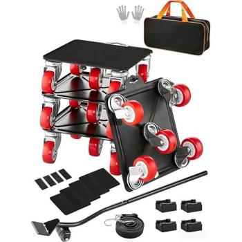 Plataforma Rodante para Muebles VEVOR, Carga Máxima 1575 kg, Transportador Resistente con 5 Ruedas Giratorias de 360°, Panel de Acero al Carbono