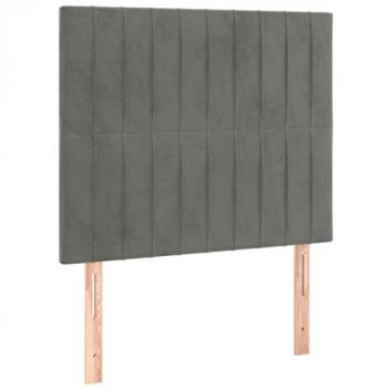 Cabecero con luces LED terciopelo gris claro 100x5x118/128 cm