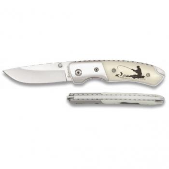 Navaja Albainox Deluxe Pesca con Mango de ABS Decorado en Ambas Caras, Virola de Acero y Hoja de 6,5 cm - Modelo 19783