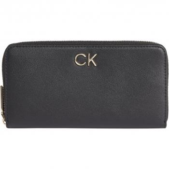 Calvin Klein Lock Slim Zip Around Wallet LG Black Gold RFID