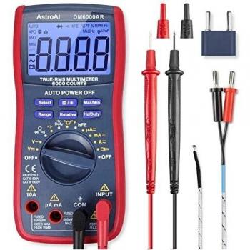 AstroAI Digital Multimeter, TRMS 6000 Counts Multimeters Manual and Auto Ranging; Measures Voltage, Current, Resistance, Continuity, Capacitance, Frequency; Tests Diodes, Transistors, Temperature