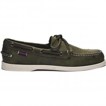 Sebago Men's Leather Boat Shoes with Lacing Detail and Rubber Sole - Docksides Portland Crazy