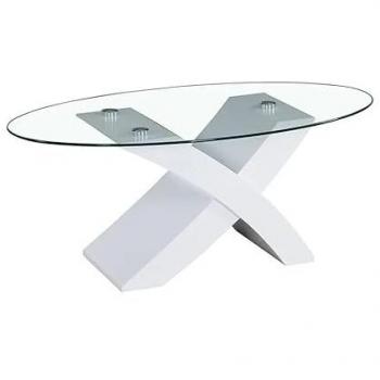Mesa de Centro de Cristal Templado Lore, Blanco 110x60 cm