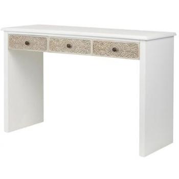 Escritorio Madera Tallada Blanco-Champa 120x45x80cm - Mesa Consola