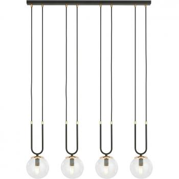 Lámpara colgante Glam EMIBIG LIGHTING, negro/transparente, 4 luces, metal y cristal negro, dimensiones h: 115 x l: 92cm
