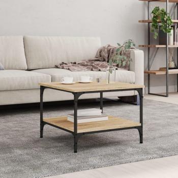 Mesa de centro madera de ingeniería roble Sonoma 55x55x40 cm marrón