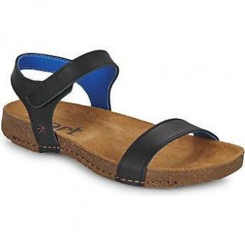Art I Breathe 1119 Grass Waxed Black - Sandalias Planas de Piel para Mujer con Autocierre Color Negro