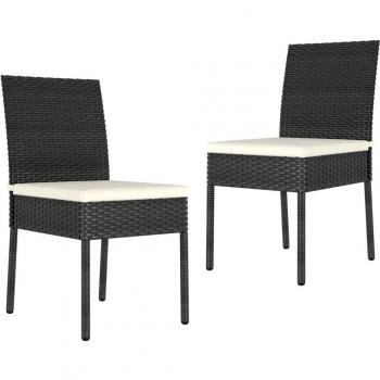 Black Poly Rattan Garden Dining Chairs - Set of 2